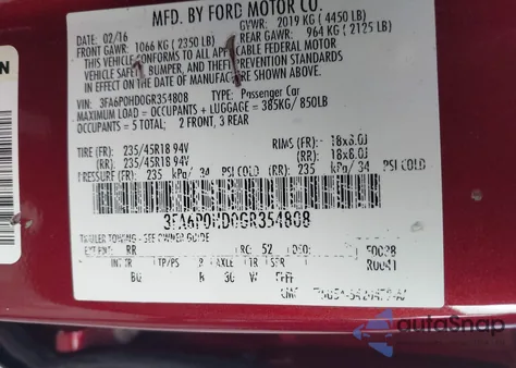 2016 Ford Fusion Se из США, поврежденный, VIN 3FA6P0HD0GR354808